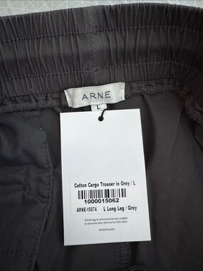 ARNE Grey Cotton Cargo Trousers - L